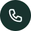 A white telephone receiver icon is displayed in the center of a dark green circular background.
