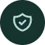 A white shield icon with a check mark in the center, displayed on a dark green background, symbolizes SeniorConcierge St.Louis’s commitment to protecting seniors.